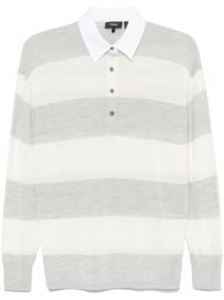 Theory Striped Polo Top Grey at Farfetch